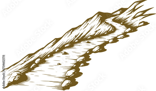 Winding mountain path beckons adventurers towards natural beauty and exploration