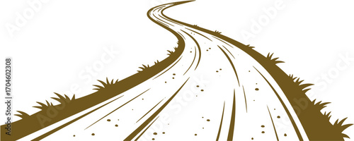 Winding dirt road beckons towards adventure, symbol of journey and exploration