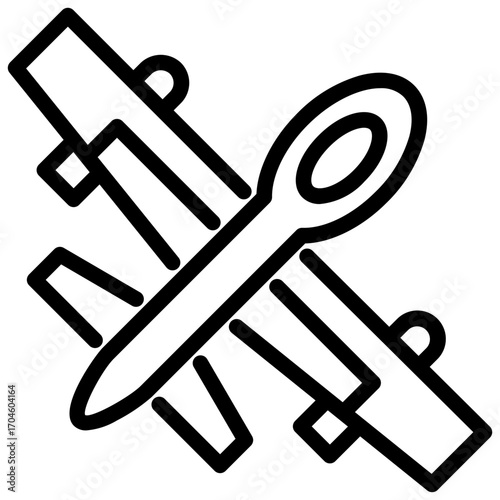 Minimalist Outline Airplane and Spoon Surreal Combination Flight Icon