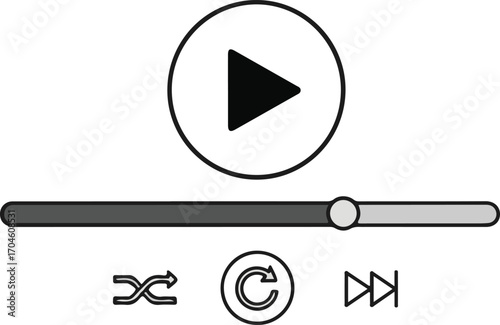 Audio Control Interface Icons and Bar Illustration