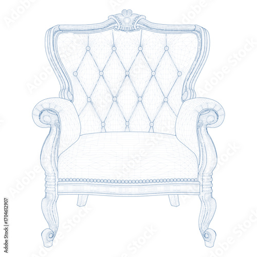 Antique Armchair Vector. Classic Retro Chair Illustration Isolated On White Background.