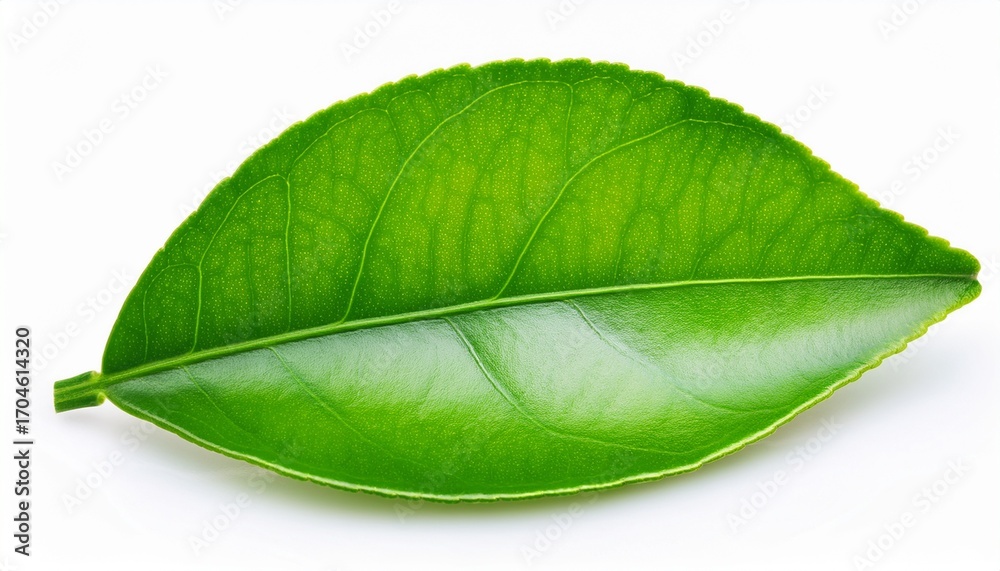 Obraz premium A Lemon Leaf Clipart Citrus Plant Element Glossy Texture And Elliptical Shape Fresh Green Isolated On White Background