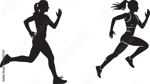 Running Silhouettes of Two Women