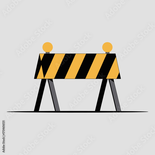 This image represents a basic road work barrier with a bold black and yellow pattern and orange lights, signifying a construction zone and alerting drivers or pedestrians to proceed carefully.