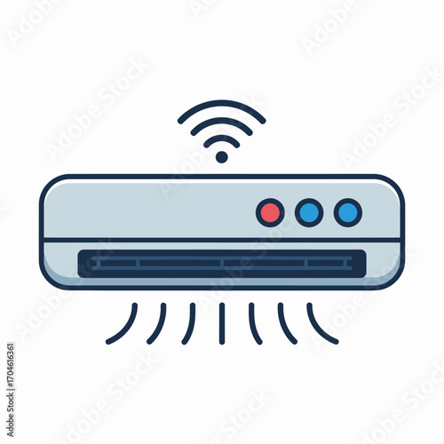 This image showcases a modern air conditioning unit illustrating its WiFi connectivity and airflow, ideal for emphasizing comfort in contemporary living spaces.