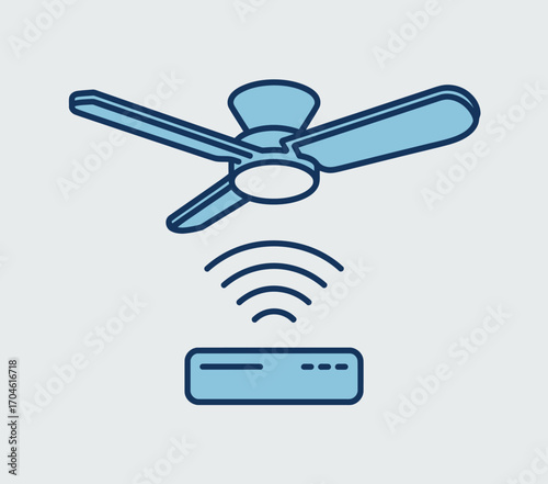 A sleek ceiling fan image featuring a Wi-Fi connection, representing modern technology integration into home decor, enhancing comfort and style in any interior space.