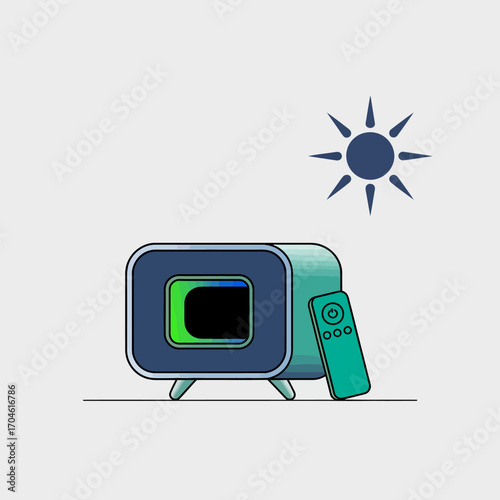 This image showcases a compact air purifier with vibrant colors and a remote control, emphasizing user convenience while enhancing modern interior aesthetics.