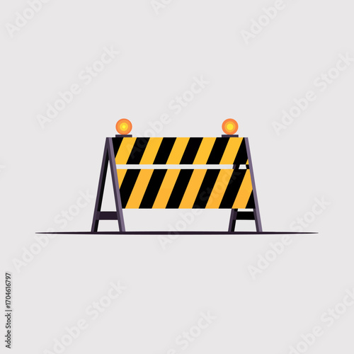An aesthetically pleasing A-frame construction barrier with classic yellow and black stripes, emphasizing safety in construction areas and urban traffic management.