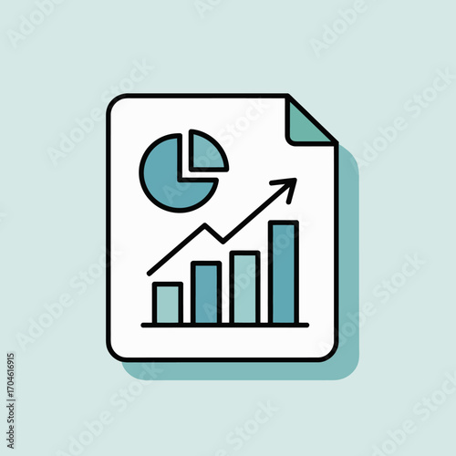 A simple document layout displaying a growth analysis chart, showcasing various data representations, emphasizing detailed insights and statistical representations for reporting.