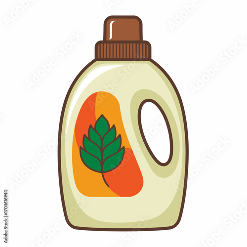 This colorful bottle design boasts a vibrant leaf icon and a warm base, making it an attractive choice for natural product promotions or green branding.