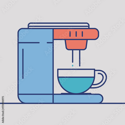 This dynamic art piece embodies a modern coffee brewing machine in action, effectively showcasing the seamless blend of technology and aesthetic appeal in today's kitchen.