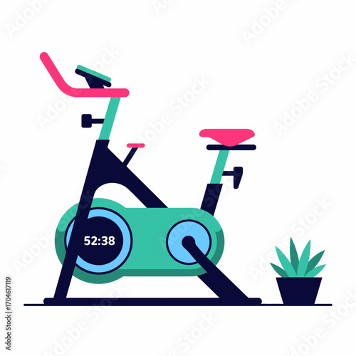 An eye-catching indoor cycling bicycle featuring a timer, suitable for fitness enthusiasts intending to track their workout times and enhance their training sessions effectively.