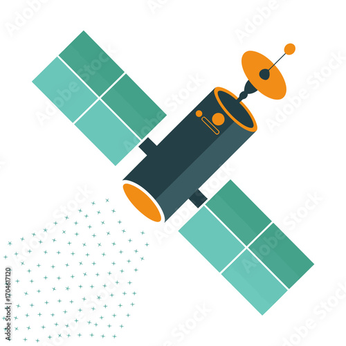 This image depicts a modern satellite in orbit around Earth, featuring solar panels, antennas, and a sleek design to represent advanced space technology capabilities.