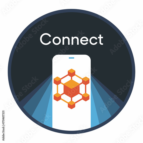 This image presents a smartphone with the word 'Connect' displayed above a cubical design, symbolizing the importance of connectivity in today's digital communication landscape.
