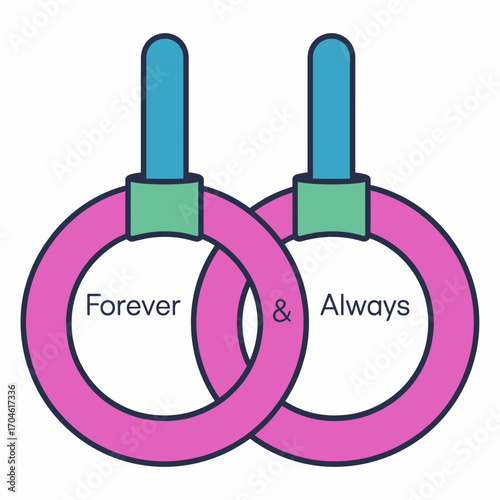 This captivating image of colorful interconnected rings beautifully illustrates the concept of forever and always, encapsulating feelings of love, commitment, and togetherness.