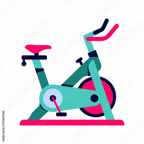 A minimalist green and pink stationary exercise bike, designed to harmonize form and function while appealing to modern aesthetics and fitness motivation among users.
