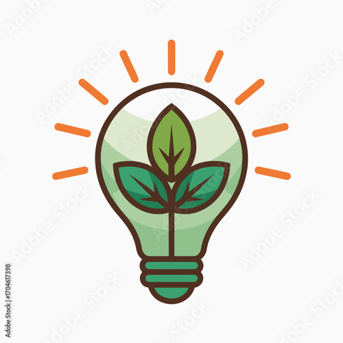 A light bulb filled with green leaves, symbolizing sustainable energy and environmental awareness, reflecting the connection between nature and technology through clean energy.