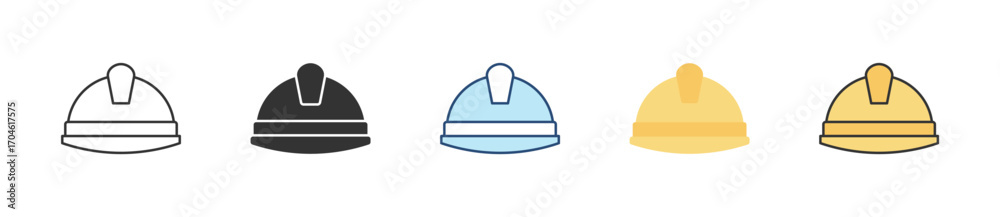 Fototapeta premium Safety Helmet Icon Set Multiple Style Collection
