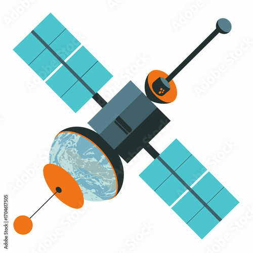 This image showcases a satellite with a glass dome reflecting Earth, emphasizing satellite technology's role in planetary observation and environmental monitoring.