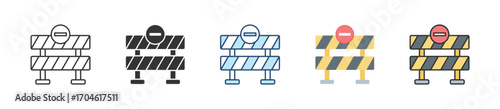 Road Block Icon Set Multiple Style Collection