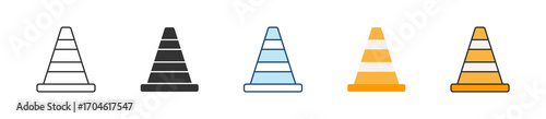 Traffic Cone Icon Set Multiple Style Collection