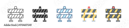 Road Barrier Icon Set Multiple Style Collection