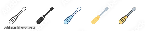 Screwdriver Icon Set Multiple Style Collection