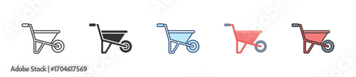 Wheelbarrow Icon Set Multiple Style Collection