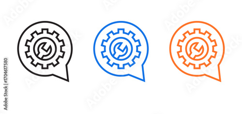 Settings  line vector icon set isolated on white background