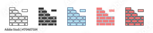 Brick Wall Icon Set Multiple Style Collection