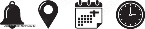 Notification, Location, Calendar, and Clock Icons