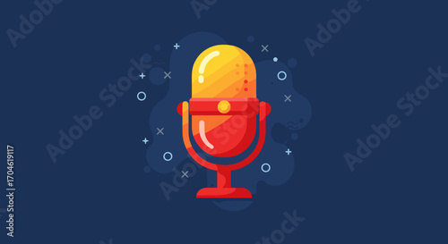 Retro Microphone Icon for Podcast Radio Show Recording Music Performance Broadcast Live Stream