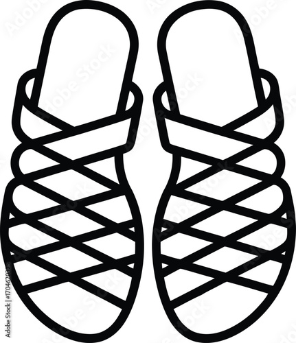 Simple outline drawing of strappy sandals