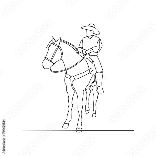 One continuous line drawing of Equestrian activity vector illustration. Equestrian themes illustration in linear style vector concept. Great design for social campaign and animal business purpose.