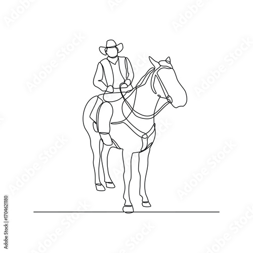 One continuous line drawing of Equestrian activity vector illustration. Equestrian themes illustration in linear style vector concept. Great design for social campaign and animal business purpose.