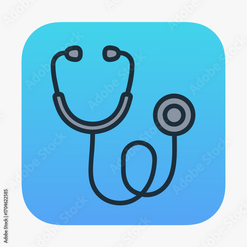 Flat vector illustration of a stethoscope used for medical examination and health monitoring 
