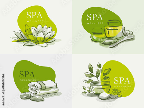 A soothing layout featuring wellness objects like essential oils, flowers, and calming visuals designed to evoke a profound feeling of balance and relaxation in any environment.