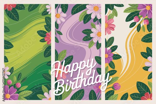 A beautiful birthday card that combines floral designs with vibrant colors and abstract strokes, perfect for anyone looking to celebrate their special day with style and creativity.