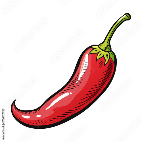 vector Hand drawn chili pepper sketch style, isolated on white background