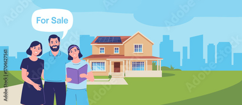 This stunning house featuring solar panels represents a perfect blend of style and sustainability, appealing to modern families looking for environmentally friendly living solutions.
