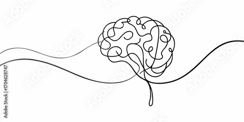 One line brain design illustration