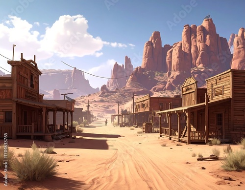 Sunny desert town scene