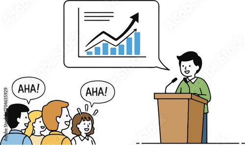 Successful Presentation with Upward Trending Graph