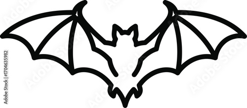 Vector art of a bat with open wings in doodle-style art for Halloween
