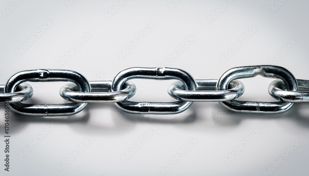 Fototapeta premium Closeup Of A Metallic Chain Link On A White Background