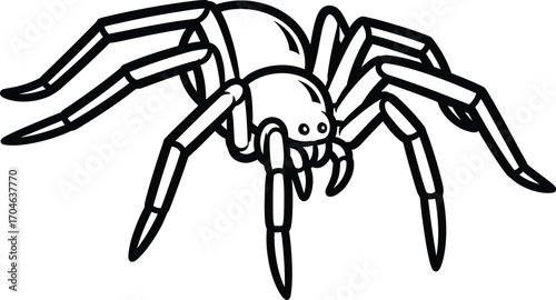 Vector art of a black spider illustration with eight legs