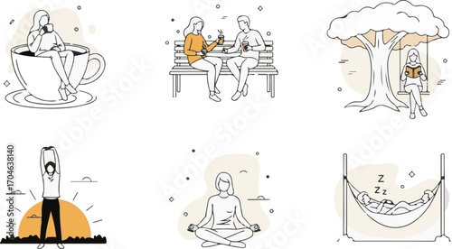 Relaxation and Recreation Illustration Set