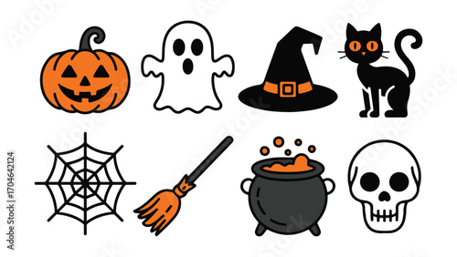 Spooky halloween night with haunted elements and festive decorations