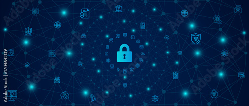 Cyber security and information or network protection. Future cyber technology web services for business and internet project