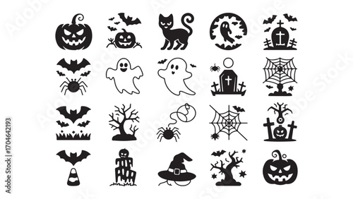 Spooky halloween night scene with haunted elements